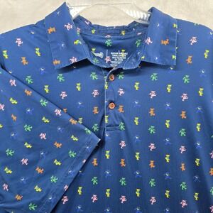 Section 119 Size Large Grateful Dead Polo Blue Dancing Bears Performance Shirt
